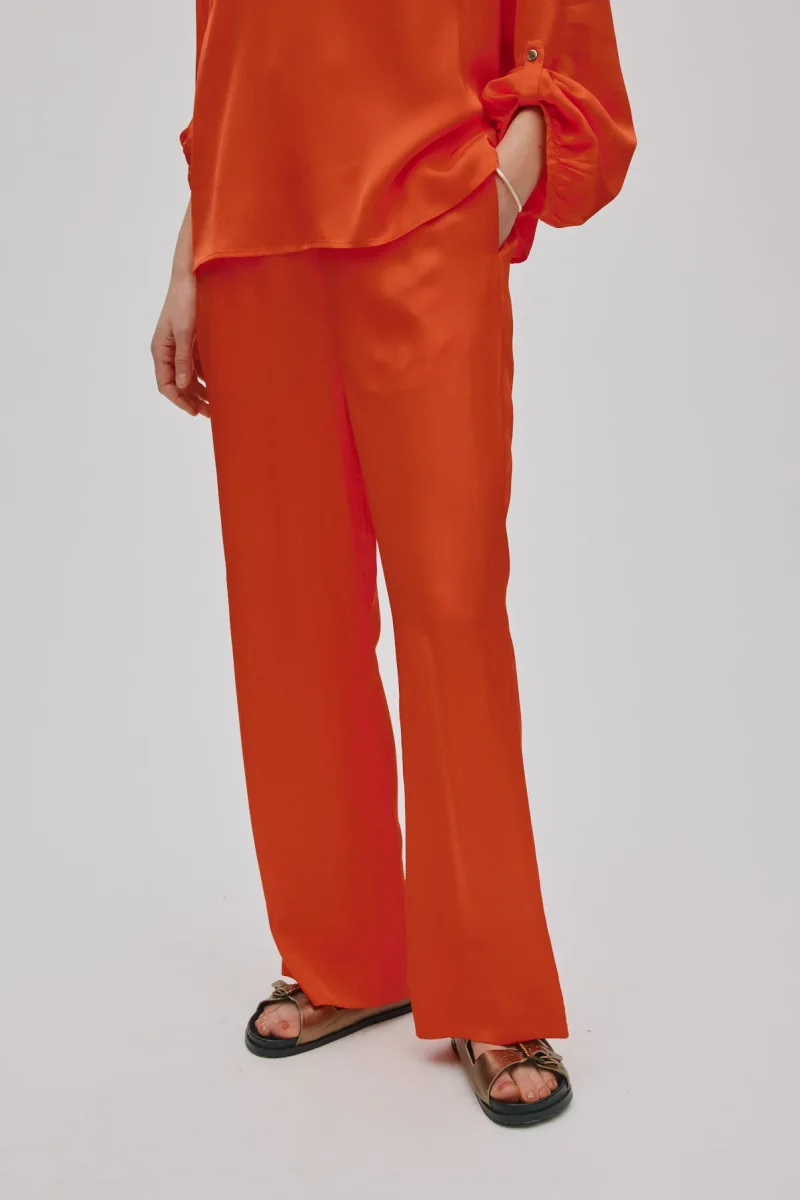 Alisa - Contrast lace wide leg pants I Deep mandarin - Bild 3