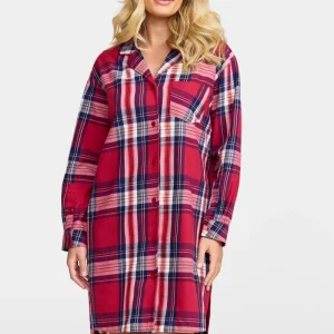 Nattskjorta i flanell - Cranberry