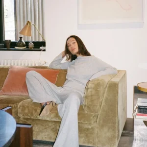 Filine - Knit lounge wide pants I Grey melange