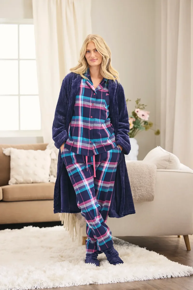 Flanellpyjamas Molly - Navy/pink - Bild 4