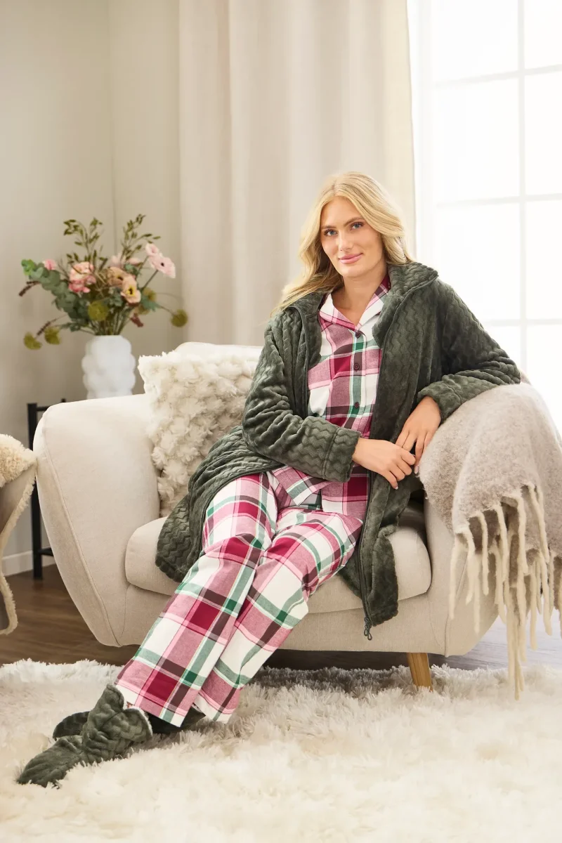Flanellpyjamas Molly - Wine/ivory - Bild 3