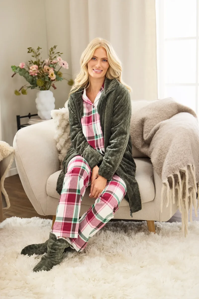 Flanellpyjamas Molly - Wine/ivory - Bild 4