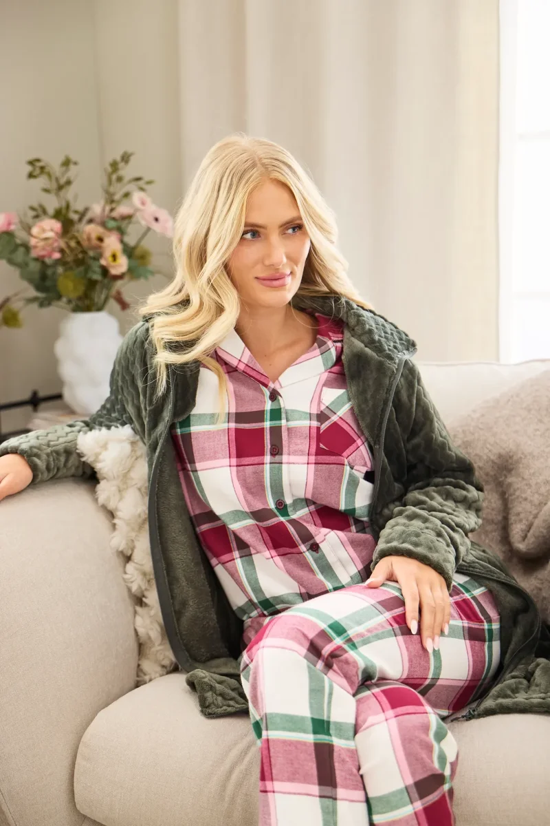 Flanellpyjamas Molly - Wine/ivory - Bild 6
