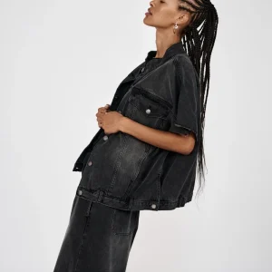 Mir - Denim vest jacket I Washed black denim