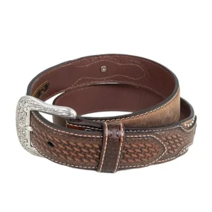 Ariat - Läderbälte - Gary - Western bälte med flätad look - Brunt