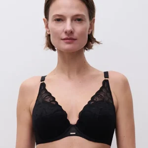 Chantelle Fleur Plunge t-shirt bra svart