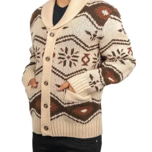 Iron & Resin - Stickad Kofta i Ull - Wincha Shawl Sweater - Vit
